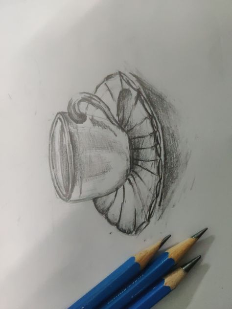 By shadesofan_artistt Cup And Saucer Drawing, Daily Objects, Pencil Shading, Cup Design, Designs To Draw, Cup And Saucer, Coffee Cups, Pencil, Drawings