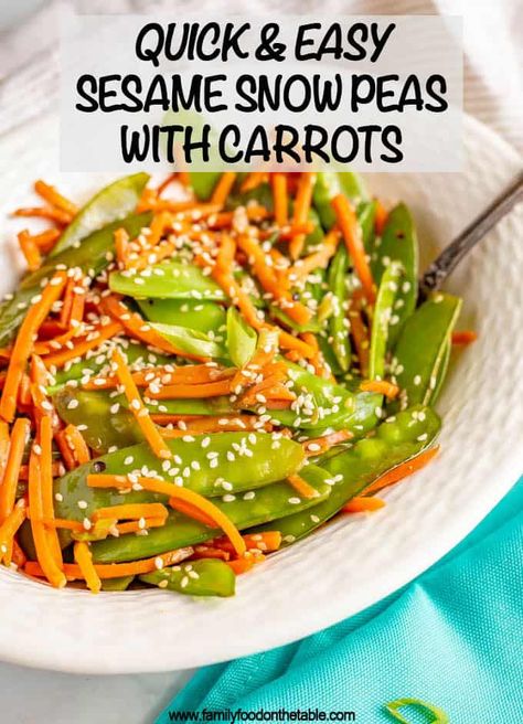 Peas And Carrots Recipe, Snow Peas Recipe, Peas And Carrots, Side Dishes For Chicken, Healthy Carrot Cakes, Food On The Table, Veg Dishes, Easy Side Dish, Snow Peas