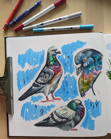 Loosely illustrating animals is life 🥹 I just uploaded the process video to YouTube of me drawing these funky pigeons! Oh and I ramble about why you should embrace the ugly stage and use art supplies even if you hated them before 😘😘 You can check out my YT channel via the 🔗 on my page! #pigeonart #drawingbirds #birdart #markersketch #illustrationgram Pen Art Work, Yt Channel, Sketchbook Inspiration, Art Inspiration Painting, Marker Art, Art Drawings Sketches Simple, Art Journal Inspiration, Art Pages, Art Inspiration Drawing