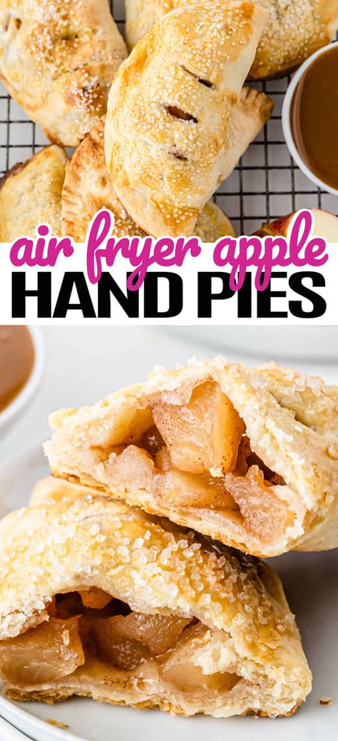 Airfryer Apple Hand Pies, Airfryer Apple Pie, Baked Apples Recipe Air Fryer, Air Fryer Hand Pies, Air Fryer Apples, Air Fryer Apple Pie, Air Fryer Recipes Dessert, Homemade Pie Crust Recipe, Apple Pie Bites