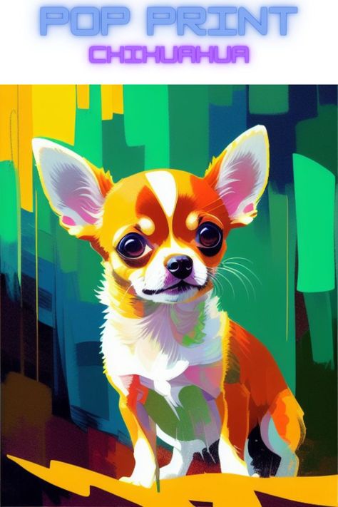 Chihuahua pop art print showcasing the spunky and lively nature of this tiny breed. Smallest Dog, Dog Pop Art, Big Personality, Chihuahua Love, Pop Art Print, Dog Drawing, Small Dog Breeds, Small Dog, Dog Breed