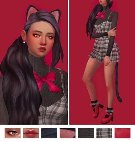 sims e-girl Sims 4 Cc Bear Ears, Sims 4 Cc Cat Ears And Tail, Sims 4 Dog Ears Cc, Sims 4 Cat Tail Cc, Sims 4 Cat Ears Cc, Sims 4 Cc Cat Ears, E Girl Hair, Sims 4 Anime, Sims 4 Mm Cc