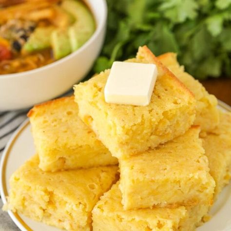 Grandma's Famous Sweet Cornbread Recipe | Lil' Luna Bisquick Banana Bread, Sweet Corn Bread, Sweet Cornbread Recipe, Cornbread Recipe Sweet, Peanut Butter Banana Bread, Lil Luna, Homemade Cornbread, Sweet Cornbread, Yeast Bread Recipes