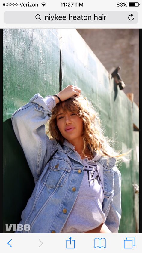 Sidewalk Photoshoot, Niykee Heaton, About Hair, Gorgeous Hair, Denim Vest, Hair Goals, Denim Jacket, Ruffle Blouse, Instagram Post