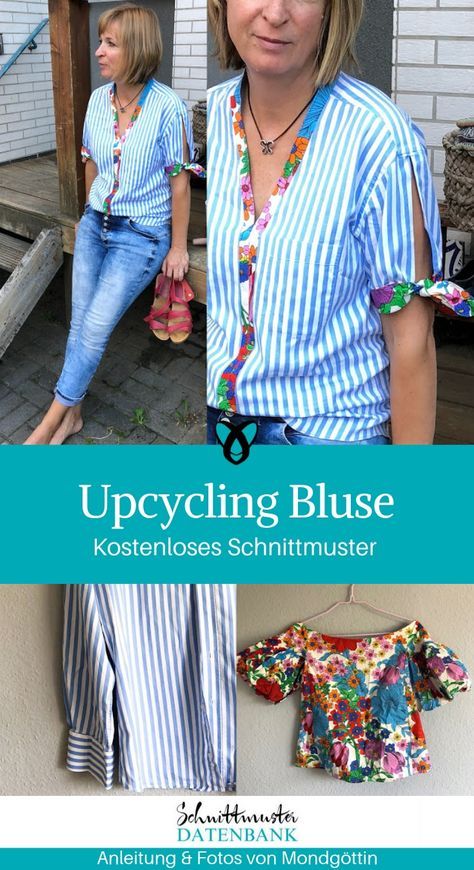 Upcycling Bluse für Frauen nähen Upcyclingidee Männerhemd refashion nachhaltig Hemd Umgestaltete Shirts, Clothes Upcycle, Mens Shirt Refashion, Clothing Upcycle, Upcycle Sewing, Dresses Spring, Shirt Refashion, Dresses Modest, Upcycled Fashion