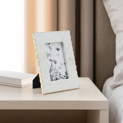 Willa Arlo Interiors Sagebrook Home White Marble Jagged Edges Photo Frame Contemporary Picture Frame | Wayfair Contemporary Picture Frames, Unique Picture Frames, Marble Frame, Jagged Edge, Tabletop Picture Frames, Picture Frame Shop, Picture Frame Display, Gold Picture Frames, Glass Pictures