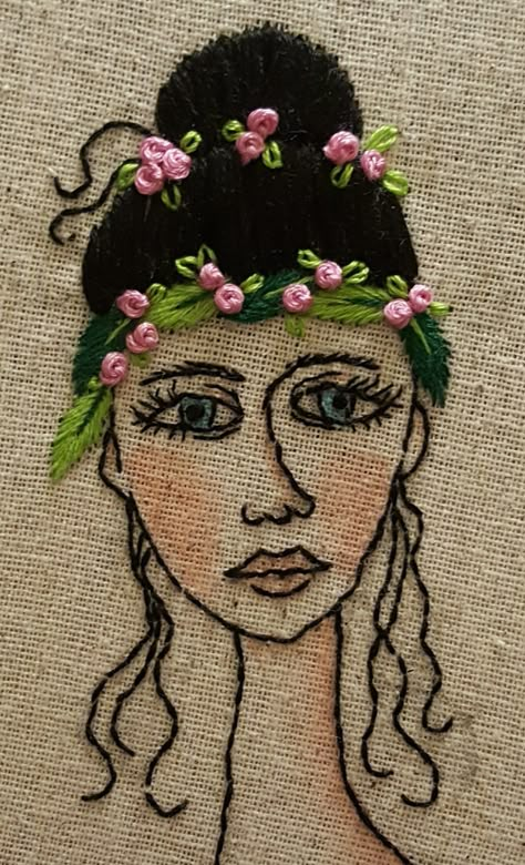 Embroidered Faces Simple, Retro Embroidery Patterns, Embroidered Faces, Hand Embroidery Videos, Embroidery Videos, Creative Embroidery, Pola Sulam, Hand Embroidery Art, Flower Embroidery Designs