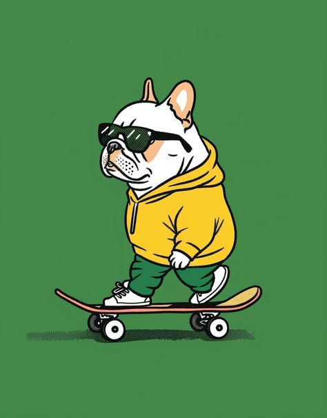 #FrenchBulldog #BullBody #Skateboard #Cartoon #ReferenceLink #Stylize250 #7:9AspectRatio French Bulldog Drawing Cartoon, Skateboard Cartoon, Dogs Skateboarding, Dog Skateboarding, French Bulldog Cartoon, French Bulldog Skateboarding, Inspirational Digital Art, Cartoon Image, A Bull