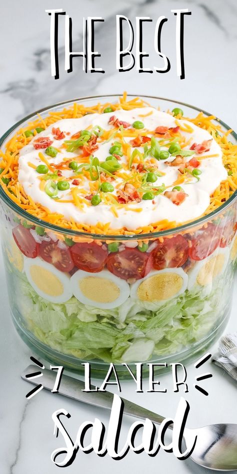 Layered Salad Pioneer Woman, 7 Layer Salad Dressing Mayo And Sugar, Overnight Salad Layered, Seven Layer Salad Recipe Classic, 7 Layer Salad Recipe Classic, 7 Layer Salad Dressing, Easter Salad Ideas, 7 Layered Salad Recipe, Seven Layer Salad Dressing