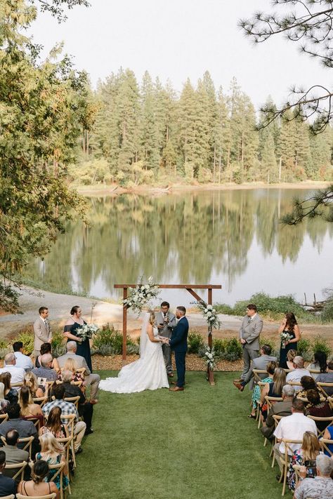 Outside Wedding Ideas By Water, Outdoor Wedding By Lake, Lake Weddings Ceremony, Lake Wedding Alter Ideas, Wedding Park Ideas, By The Lake Wedding, Wedding Ceremony Venues Outdoor, Garden Lake Wedding, Wedding On A Lake Ideas