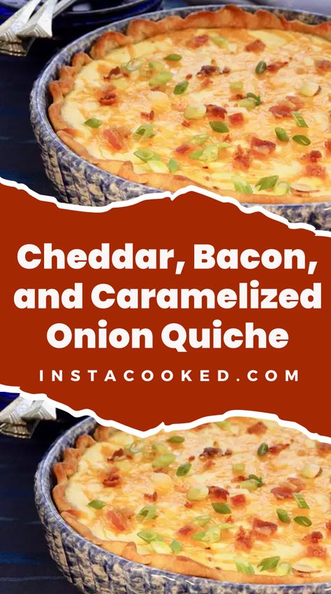 Get ready to experience a flavor-packed delight with our Cheddar, Bacon, and Caramelized Onion Quiche recipe! Imagine a golden crust that crumbles delicately, Onion Quiche Caramelized, Onion Quiche Recipes, Bacon Quiche Recipes, Caramelized Onion Quiche, Bacon Quiche Recipe, Easy Tater Tots, Onion Quiche, Vegan French Toast, Beet Salad Recipes