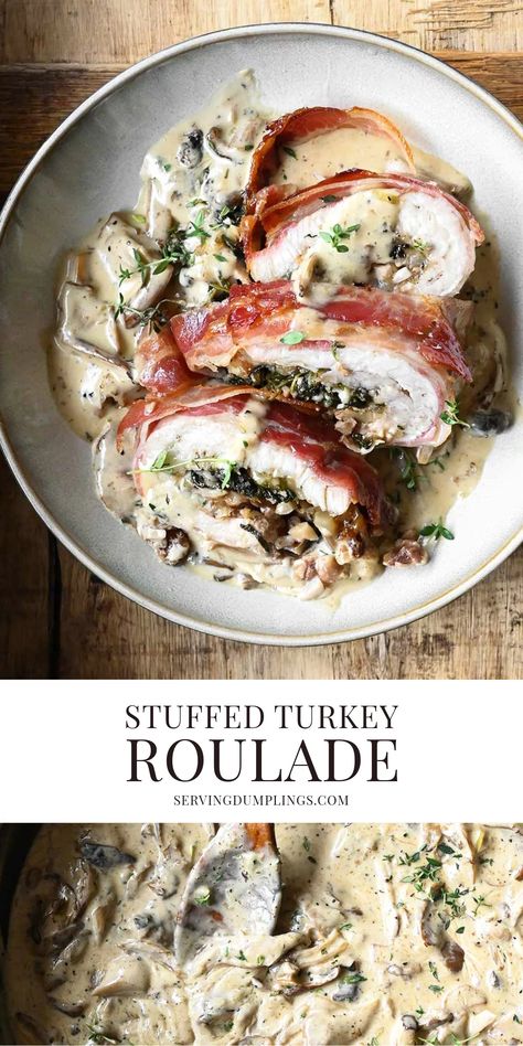 Stuffed Chicken Roulade, Boxing Day Dinner Ideas, Turkey Breast Roulade Recipes, Turkey Roulade Recipes, Turkey Roulade Thanksgiving, Roulade Chicken, Stuffed Turkey Breast Recipes, Christmas Dinner Ideas Family, Stuffed Turkey Tenderloin