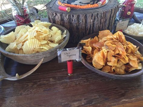 Bryar's Hunting Party | CatchMyParty.com Deer Party Food, Deer Hunting Birthday Party Food, Diy Hunting Birthday Decorations, Hunting Themed Party Food, Hunting Party Food, Duck Hunting Birthday Party, Deer Hunting Birthday Party, Deer Hunting Party, Camp Birthday Party Ideas