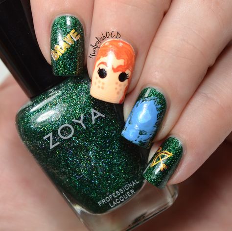 Merida Makeup Look, Merida Nails, Brave Nails, Merida Nails Disney Princess, Braves Nails, Brave Costume, Merida Necklace, Appearance Goals, Princess Nail Art