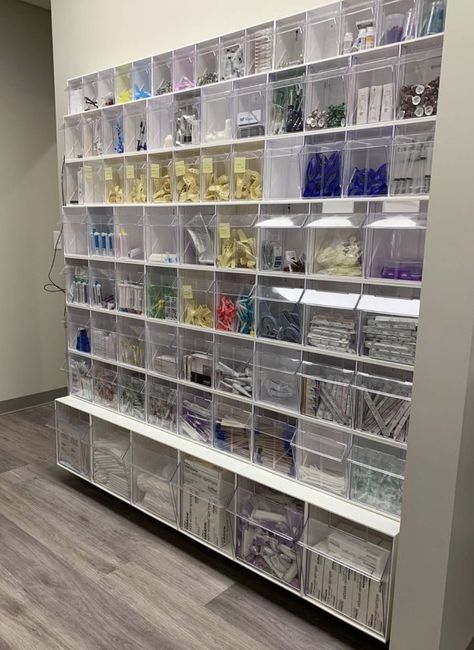 Dental Supply Organization, Medical Supply Storage, Supply Room, Dental Office Design, Office Supply Organization, Vet Clinics, Dental Supplies, Veterinary Clinic, Medical Research