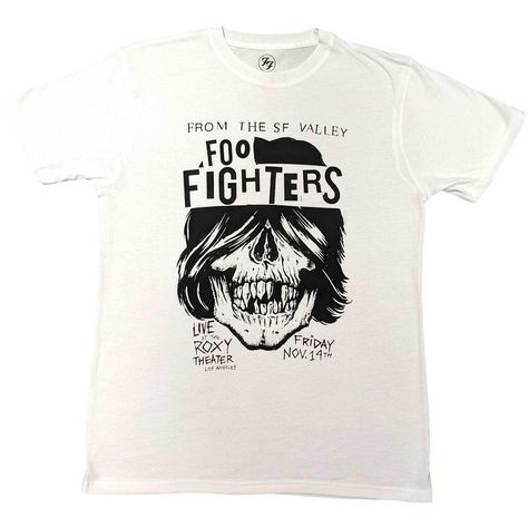 BITCRUNCHER MEDIA - OFFICIALLY LICENSED GARMENTS Foo Fighters Roxy Flyer Official Tee T-Shirt Mens Unisex Item Description Mens/Unisex officially licensed garment. Chest sizes are as follows: Small (37"), Medium (39"), Large (42"), Extra Large (45"), XXL (51") and XXXL (53"). These garments are professionally produced, printed and cured to ensure the design looks fantastic and lasts through more than 100 washes, ensuring your garment will last and look great throughout its lifetime. All garments Foo Fighters Live, 80s Tv, Digital Screen, Alternative Metal, Screen Printing Designs, Short Styles, Pop Rock, Foo Fighters, High Quality T Shirts