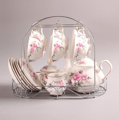 Amazon.com | European Bone China, Golden camellia Printed Ceramic Porcelain Tea Cup Set With Lid And Saucer, Including The Metal Holder: Tea Sets Camellia Painting, Tea Cup Display, Pink Camellia, Luxury Tableware, Porcelain Tea Set, Ceramic Porcelain, Coffee Cup Set, Beautiful Tea, Teapots And Cups