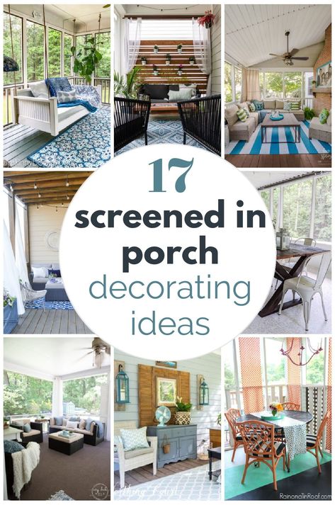 Decorating a screened in porch is different from decorating any other room in the house. I'm sharing some of the most gorgeous porches with the best screen in porch decorating ideas. Even better, most of these screened porch ideas can be recreated on a small budget. Get inspired and transform your porch by spring!  ​ Screened Back Porch Decorating Ideas, Half Deck Half Screened In Porch, Narrow Screened In Porch Ideas, Small Screen Porch Ideas, Screened In Porch Decorating Ideas Cozy, Small Screened In Porch Decorating Ideas, Screen Porch Decorating Ideas, Screened In Patio Ideas, Small Covered Porch