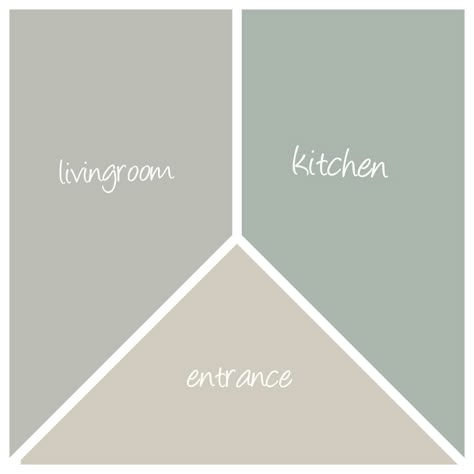 Green Gray White Kitchen, Green Grey Wall Color, Grey Sage Living Room, Grey Kitchen Green Walls, Grey And Green Living Room Colour Schemes, Beige And Green Kitchen, Sage Green Color Combinations, Wallpaper And Paint Combination, Paint Combinations Interior