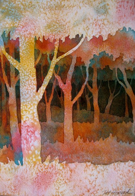 Watercolor Project:  Negative Painting of Trees Painting Of Trees, Watercolor Negative Painting, Negative Painting, Watercolor Workshop, Space Painting, Watercolor Lessons, Watercolor Projects, 수채화 그림, Watercolor Paintings Tutorials