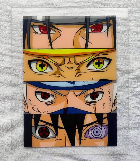 Naruto Eyes Painting, Naruto Gift Ideas Diy, Naruto Acrylic Painting, Naruto Characters Drawings, Naruto Painting Ideas On Canvas, Naruto Canvas Painting, Switch Board Art Ideas, Alcoholic Markers, One Piece Painting