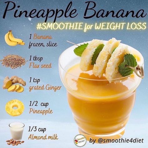 Flax Seed Drink, Flaxseed Smoothie, Pineapple Banana Smoothie, Flat Belly Smoothie, Pineapple Ginger, Smoothies With Almond Milk, Smoothie Recipes Healthy Breakfast, Beyond Imagination, Drink Recipes Nonalcoholic