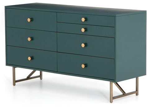 Four Hands Van 7 Drawer Dresser VBFS-060 - Portland, OR | Key Home Furnishings Juniper Green, Green Dresser, 7 Drawer Dresser, Dresser Drawer, Double Dresser, Bedroom Dressers, High Fashion Home, Dressers And Chests, Vans Shop