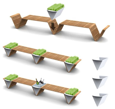 Sit, Grow, Entertain With Eco Wave Bench Creative Outdoor Furniture, Outdoor Seating Ideas, Bench Planter, Urban Furniture Design, Sitting Bench, Bench Design, Desain Pantry, Urban Gardens, Public Space Design