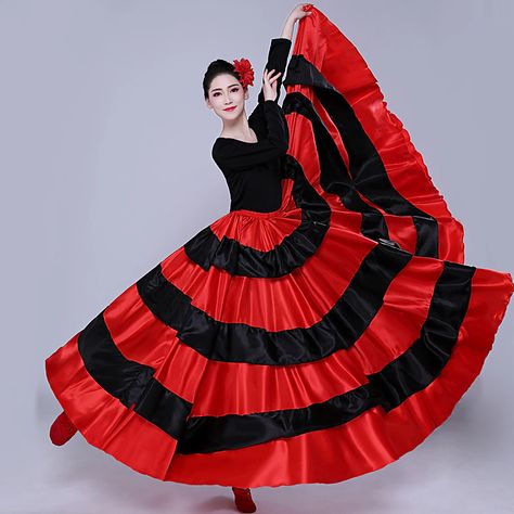 Women's Flamenco Senorita Dancing Tango Dance Costume Stylish Polyester Red Skirt 2024 - $44.99 Tango Dance Costume, Silk Dancing, Southern Belle Dress, Dance Costumes Dresses, Flamenco Skirt, Spanish Dance, Red Outfits, Flamenco Dress, Flamenco Dancing