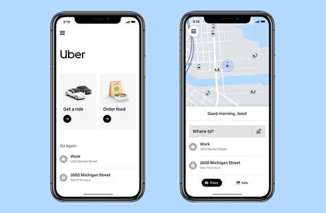 Uber overhauls app design, simplifying interface and integrating Uber Eats | It's Nice That Uber Driver App, Driver App, Login Design, App Home Screen, Uber App, Car App, App Design Layout, Ux Mobile, Gui Design