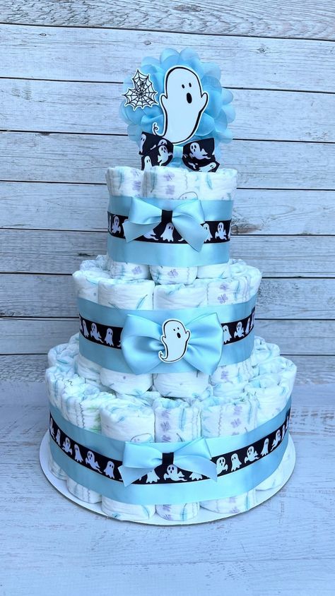 Ghost Diaper Cake Baby Shower ,diaper Cake Boy , Baby Shower Gift, Halloween Baby Shower Decoration, Shower Table Centerpiece - Etsy Halloween Diaper Cake, Halloween Shower Ideas, Boy Baby Shower Gift, Cake Boy, Baby Boy Halloween, Ghost Diy, Diaper Cake Boy, Shower Table