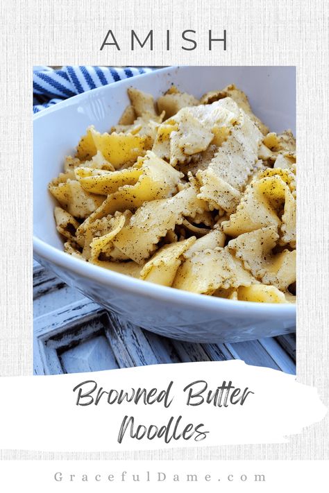 Brown Butter Noodles Amish, Brown Butter Noodles, Amish Noodles, Buttered Noodles Recipe, Butter Noodles, Amish Style, Mennonite Recipes, Homemade Egg Noodles, Holiday Side Dish