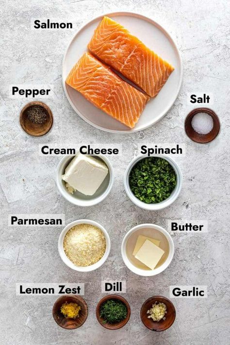 Salmon Recipes Gourmet, Creamed Spinach Stuffed Salmon, Keto Stuffed Salmon, Stuffed Salmon Recipes Spinach Baked, Stuffed Salmon Shells, Stuffed Salmon Recipes Baked, Stuff Salmon With Spinach, Stuffed Salmon Recipes Spinach, Meals With Spinach