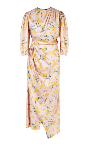 Satin Printed Dresses, Sunmer Dresses, Yellow Prints, African Print Dresses, Frocks For Girls, Classy Work Outfits, Silk Midi Dress, Satin Midi Dress, Floral Dress Summer