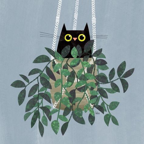 Macramé Cat Illustration Print Cute Art Print Cat in | Etsy White Cat Illustration, Animal Illustration Art, Image Chat, Black Cat Art, Illustration Wall Art, Cats Illustration, Cat Lover Gift, Plant Art, Cat Illustration