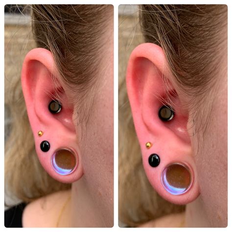 Conch Punch Piercing, Ear Punch Piercing, Stretched Conch, Conch Punch, Ear Piercings Conch, Piercings Ear, Ear Stretching, Piercing Inspo, Unique Faces