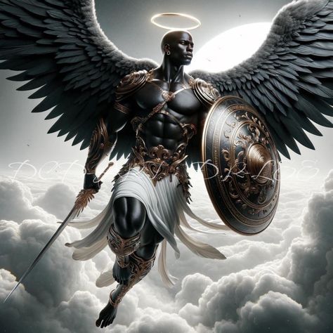 Black Angel Character Design, God Of Speed, Hermes God, Divine Justice, Black Power Art, Afrofuturism Art, African Mythology, Panther Art, Angel Artwork