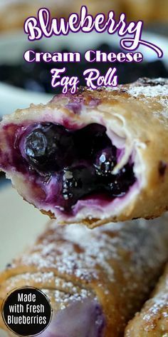 Cream Cheese Egg Rolls, Cheese Egg Rolls, Blueberry Desserts Recipes, Egg Rolls Recipe, No Egg Desserts, Crescent Recipes, Blueberry Desserts, Egg Roll Recipes, Cream Cheese Eggs