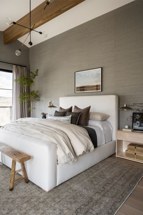 How to Make a Dark Room Feel Lighter - Studio McGee Faris Bed Mcgee And Co, Calm Primary Bedroom, Earthy Natural Bedroom, Coastal Masculine Bedroom, Rh Inspired Bedroom, Studio Mcgee Bedrooms, Mcgee Bedroom, White Guest Bedroom, Natural Headboard