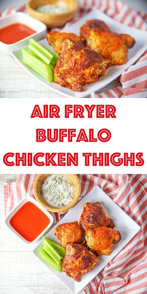 Crispy Chicken Thigh Recipes, Buffalo Chicken Thighs, Air Fryer Buffalo Chicken, Air Fryer Chicken Thighs, Recipes Oven, Chicken Thigh Recipes Oven, Chicken Thigh Recipes Crockpot, Boneless Chicken Thigh Recipes, Chicken Thigh Recipes Baked