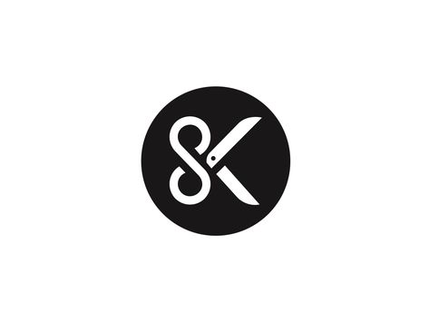 SK tailor logo scissors k s s and k ligature circle minimalist icon vector typography black and white branding logo design Logo Tailor, Tailor Logo Design, Sk Logo, Tailor Logo, Luxe Logo, Barber Logo, Sewing Logo, Hair Salon Logos, Salon Logo Design