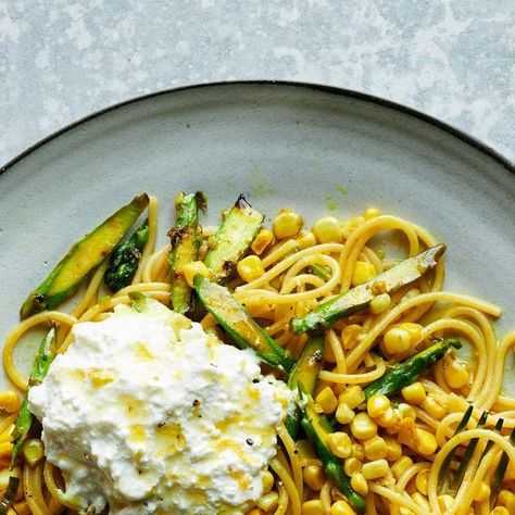 Lex Weibel 🍴🎉 on Instagram: "My recipe for Caramelized Corn and Asparagus Pasta With Ricotta has 628 five-star ratings on @nytcooking and I forgot to tell you about it! It’s got turmeric and ricotta and is sunny enough for summer but also hearty enough for right now. Summer ends tomorrow, but it’s not too late to stockpile some corn from the farmer’s market; do what you will with this information! // Photo by @dmalosh; food styling by @maggie_ruggiero" Pasta With Ricotta, Asparagus Pasta, Ricotta Pasta, Nyt Cooking, Summer Dinner, Main Dish, Food Styling, Ricotta, The Recipe