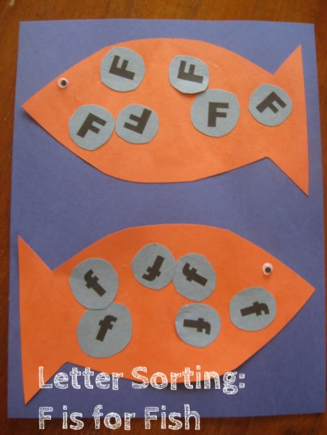 letter sorting f is for fish alphabet activities for kids F Is For Fish, Letter I Activities, Letter F Craft, Fish Alphabet, F Alphabet, Letter Sorting, Abc Crafts, Abc Activities, Craft Board