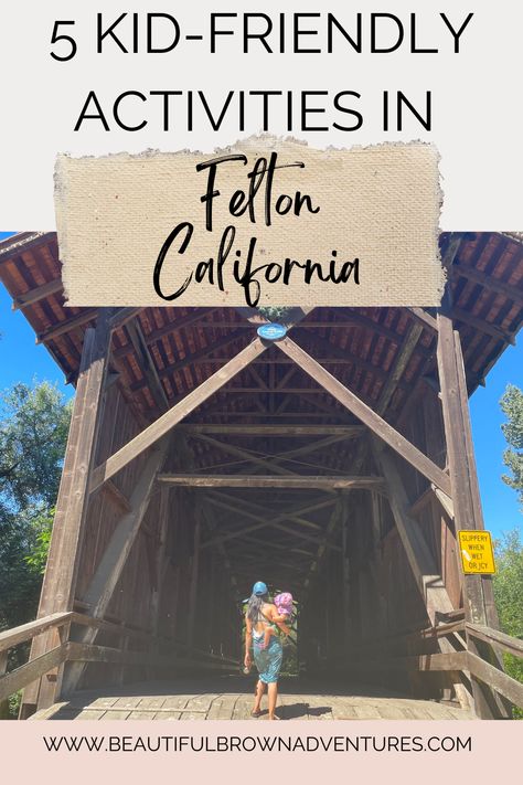 Visit the small town of Felton, deep in the Santa Cruz Mountains, with your kids this year. Your family will love the steam train at Roaring Camp Railroads, the ice cream at Penny Ice Creamery, and the Felton Covered Bridge Park, playground and equestrian center. Read the blog for more details Felton California, Trip Planner App, Ice Creamery, East Bay Area, Coastal Redwood, Santa Cruz Mountains, Equestrian Center, Park Playground, Kid Friendly Activities