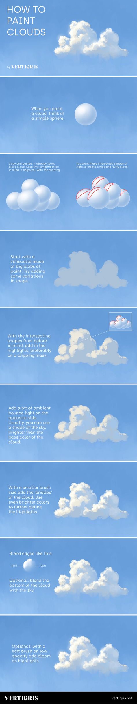 Cloud Tutorial, Digital Art Programs, Painting Clouds, Painting Trees, Easy Acrylic Painting, Concept Art Tutorial, Digital Painting Techniques, Simple Acrylic, Digital Art Beginner