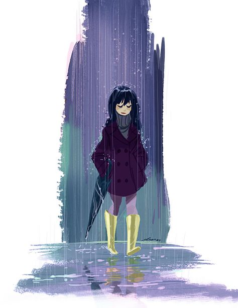 Purple rain! Rain Illustration, Illustration Story, Umbrella Art, Type Illustration, Character Design References, In The Rain, Character Illustration, Character Design Inspiration, The Rain