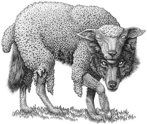 Wolf Disguised As Sheep Tattoo, Wolf Disguised As Sheep, White On Black Drawing, Scratchboard Artists, Scratchboard Illustration, Art Bizarre, Arte Peculiar, Image Swag, Deep Art