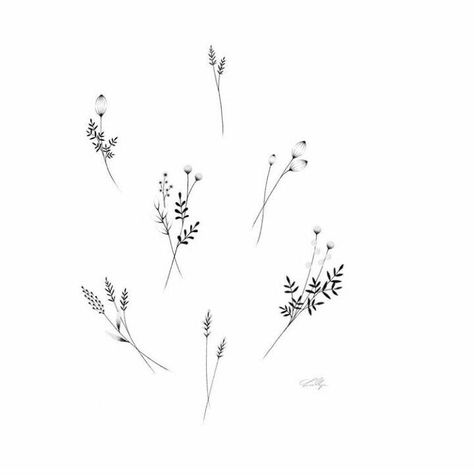 Small Greenery Tattoo, Small Dotwork Tattoo, Greenery Tattoo, Lotusblume Tattoo, Tatoo Inspiration, Wildflower Tattoo, Muster Tattoos, Minimalist Flowers, Dainty Tattoos