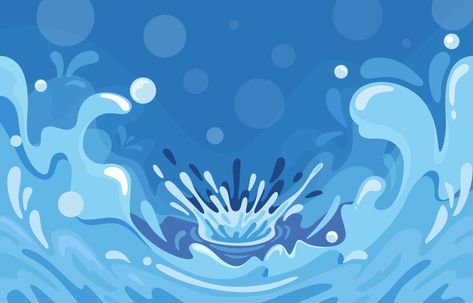 Water Splash Template Concept Water Splash Illustration, Water Splash Vector, Splash Illustration, Splash Effect, Wave Illustration, Water Illustration, Water Splash, Water Waves, Pattern Illustration