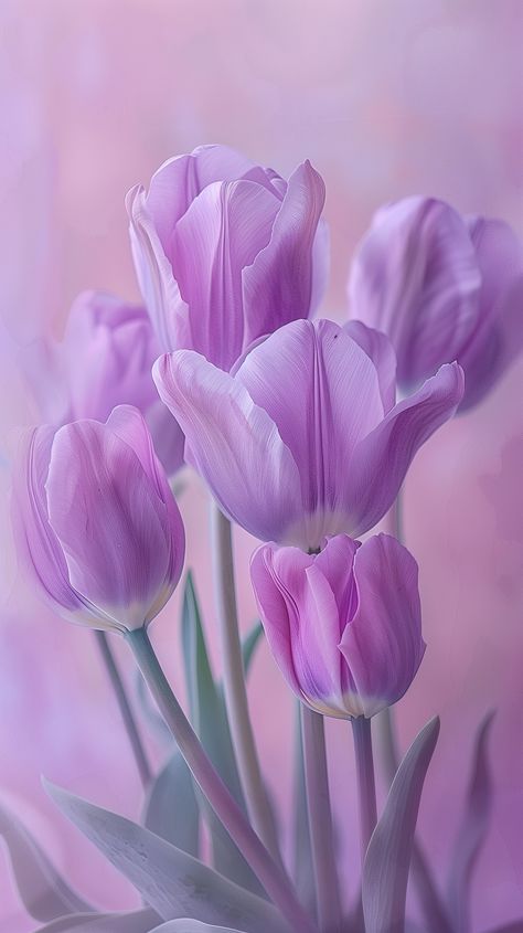 Tulip iPhone Wallpapers Purple Tulips Aesthetic Wallpaper, Flowers Aesthetic Purple, Tulip Flower Wallpaper, Flowers Wallpaper Aesthetic, Pastel Purple Aesthetic, Tulips Wallpaper, Red Pastel, Bedroom Wall Decor Ideas, Peony Arrangement